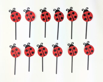 Ladybug cupcake toppers | Mariquita Cupcake Topper | Catarina | Ladybug Party Decorations
