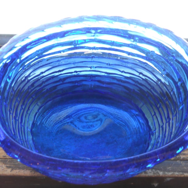 Collectible Antique Crystal Blue Glass bowl , 1890 to 1900 Gorgeous Castle style cobalt blue with such elegance shine glass bowl.