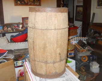 Wooden Barrel WestBrook Maine Metal scraps and Barb wire storage barrel's, 1880 to 1890 wooden barrel, collectible wooden storage barrel's