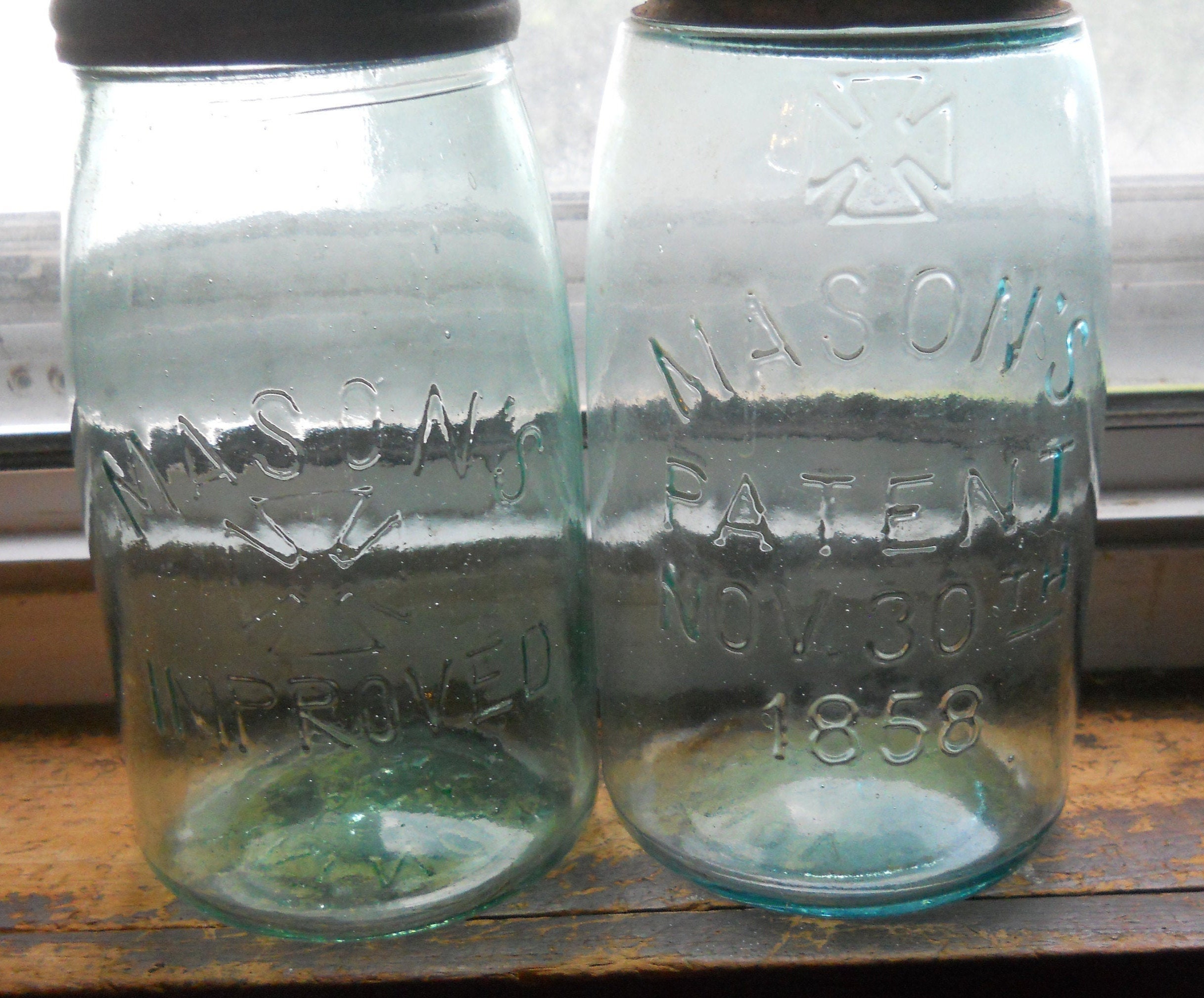 1800s vintage fruit jars 2 1880 hero crossed jar's hero Etsy