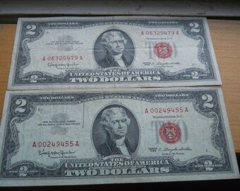 Red seal 2 dollar bill worth