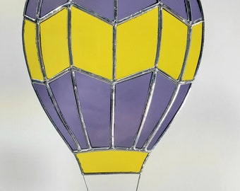 9" Hot Air Balloon Suncatcher - Purple and Yellow