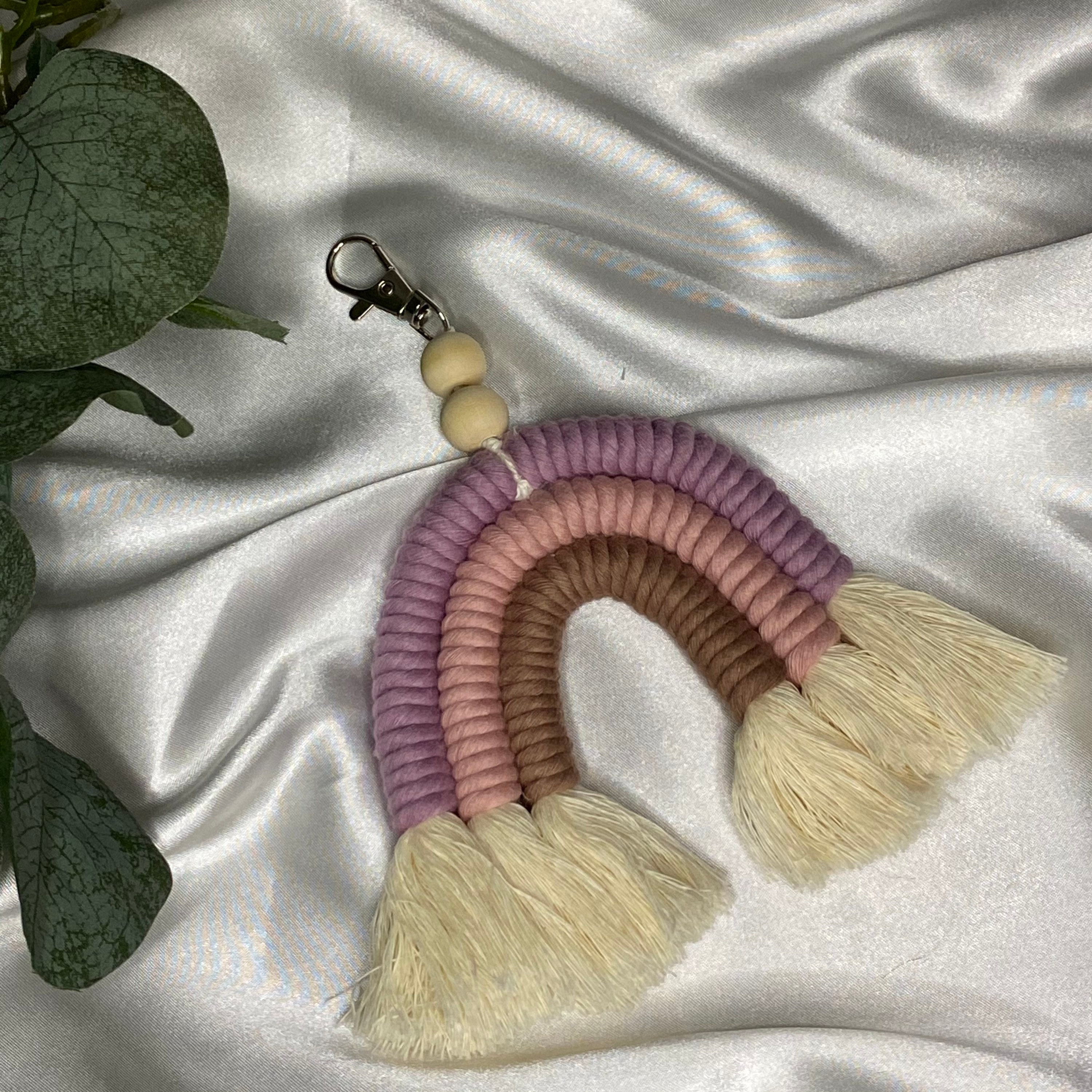 Macrame Keychain Rainbow Keychain Boho Rainbow Cute Boho Etsy