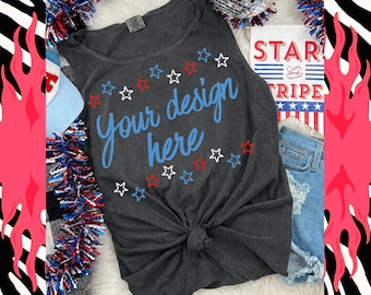 Pepper Comfort Colors Mockup | FOJ Patriotic Vibes Flat Lay (Digital Download)