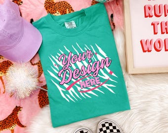 Seafoam Comfort Colors Mockup | Trendy Flat Lay Shirt Mockup (Digital Download)