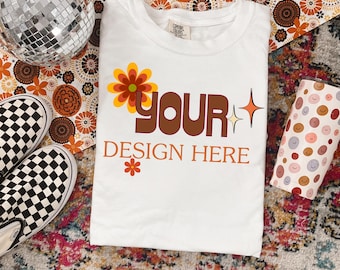 White Comfort Colors Mockup: Boho Flatlay (Digital Download)