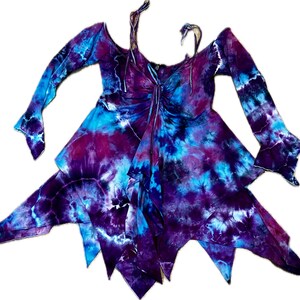Custom Made to Order Tie Dye Fairy Dress Blue Purple and Pink Hand Tie Dyed  Fairy Handkerchief Dress Cottagecore Tie Dye Fairy Dress - Etsy