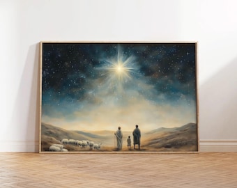 Shepherds Watching Over Flocks Wall Art: Star of Bethlehem Nativity