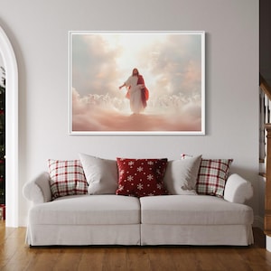 Christ in Glory - Jesus Christ in the clouds, Ascension to Heaven, The Second Coming, Savior Wall Art, Christian Wall Art,  Religious Decor