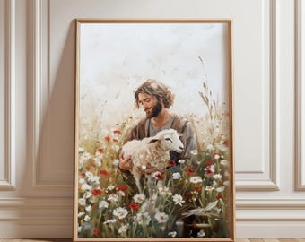 Jesus Leaves The 99 Print: Biblical Christian Art (Digital Download)