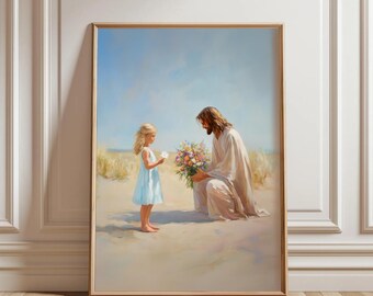 Jesus with Child Artwork: Peaceful Christian Print (Instant Download)