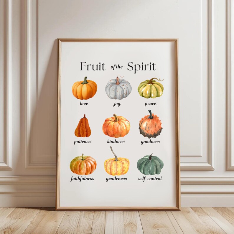 Fruit of the Spirit Printable Christian Fall Print Vintage Pumpkins ...