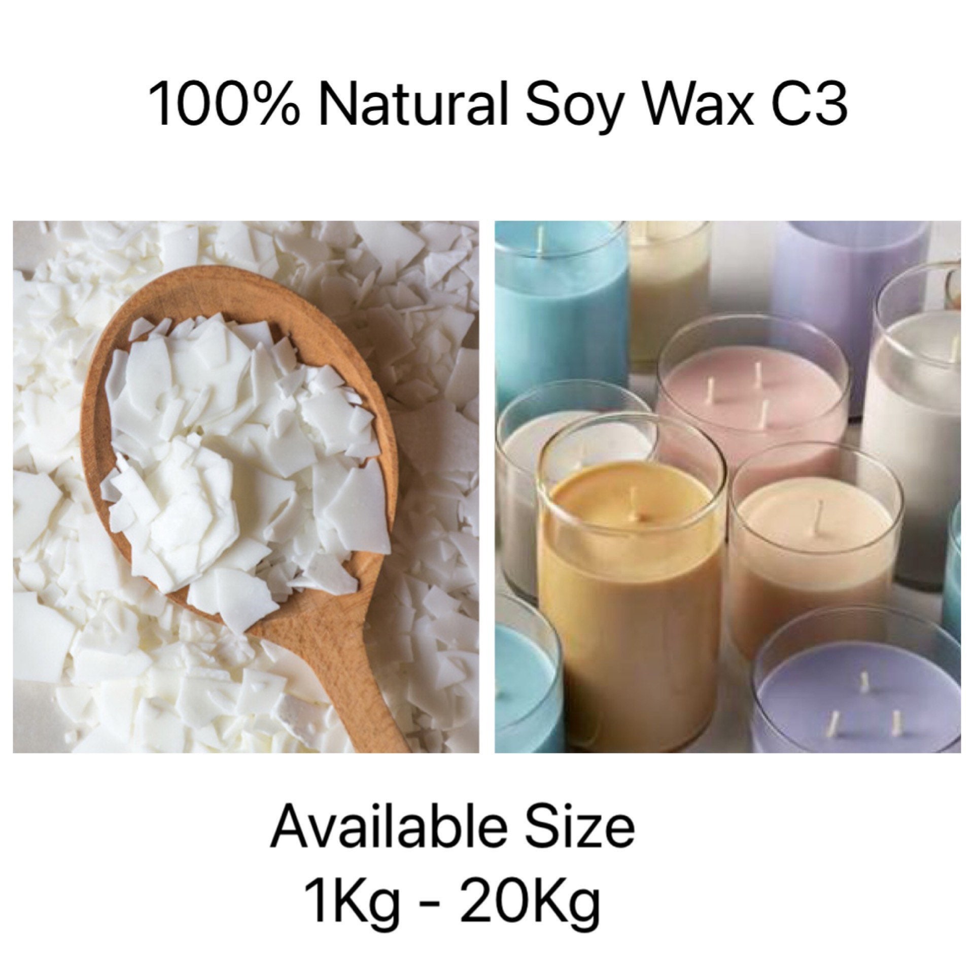 100 Soy Wax C3 Flakes Pure Clean Burning Natural Candle Etsy