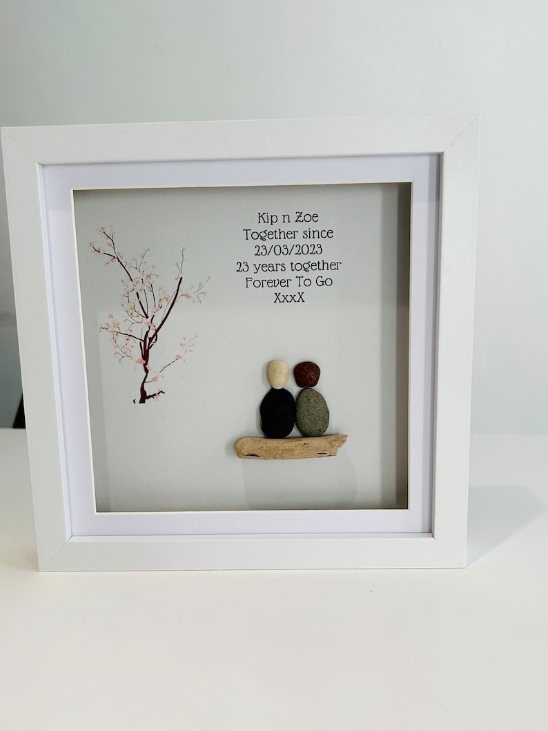 Anniversary gift personalised 20 years special date couple love together forever in love happy married pebble art frame image 7