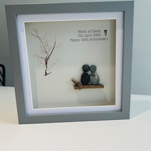 Anniversary gift personalised 20 years special date couple love together forever in love happy married pebble art frame image 6