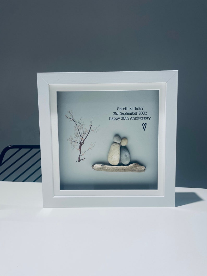 Anniversary gift personalised 20 years special date couple love together forever in love happy married pebble art frame image 9