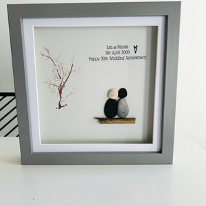 Anniversary gift personalised 20 years special date couple love together forever in love happy married pebble art frame image 5