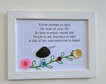 Beautiful handmade frame - retirement poem - retired - retire day - free as a bird ! Memories to make - bird birds - double retirement gift