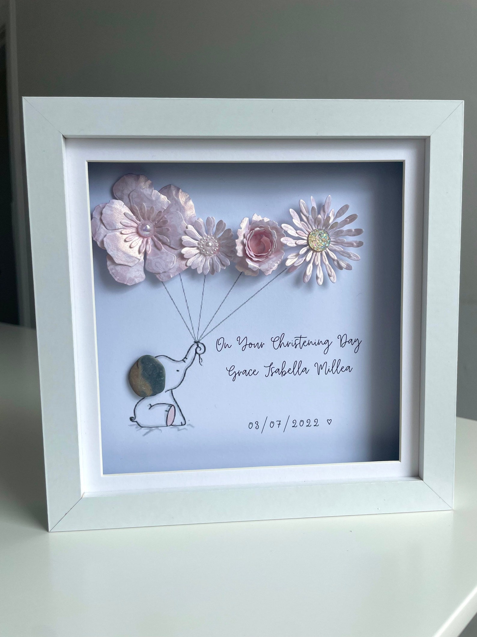 Personalised Rhinestone Transfer For Baby Christening/Baptism - S1 Custom Name In Diamante