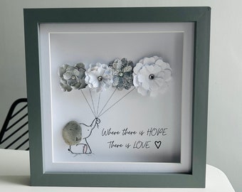 Beautiful pebble art elephant frame - where there is hope there is love - trying for a baby - pregnancy loss - ivf - nursery decor keepsake