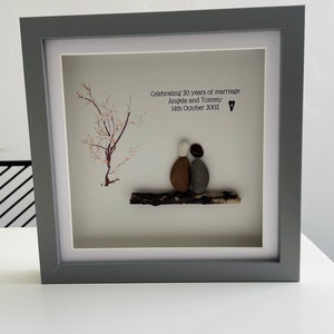 Anniversary gift personalised 20 years special date couple love together forever in love happy married pebble art frame image 4