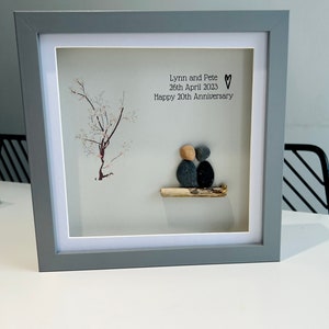 Anniversary gift personalised 20 years special date couple love together forever in love happy married pebble art frame image 2