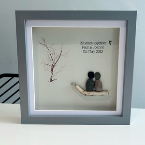 Anniversary gift - personalised - 20 years - special date - couple - love - together - forever - in love - happy married - pebble art frame