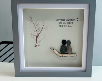 Anniversary gift - personalised - 20 years - special date - couple - love - together - forever - in love - happy married - pebble art frame