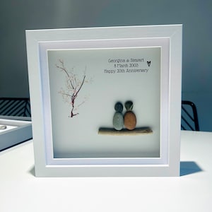 Anniversary gift personalised 20 years special date couple love together forever in love happy married pebble art frame image 8