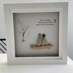 Anniversary gift personalised 20 years special date couple love together forever in love happy married pebble art frame image 3