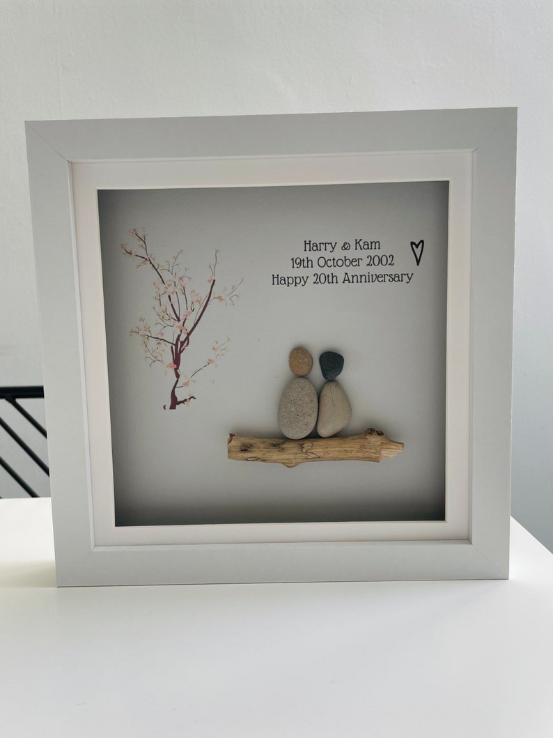 Anniversary gift personalised 20 years special date couple love together forever in love happy married pebble art frame image 3