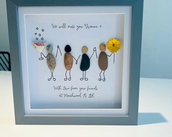 Handmade Pebble Art Leaving Gift: Personalized Colleague Frame - Sorry you are leaving - New Job - Moving House - Will miss you - Good Luck