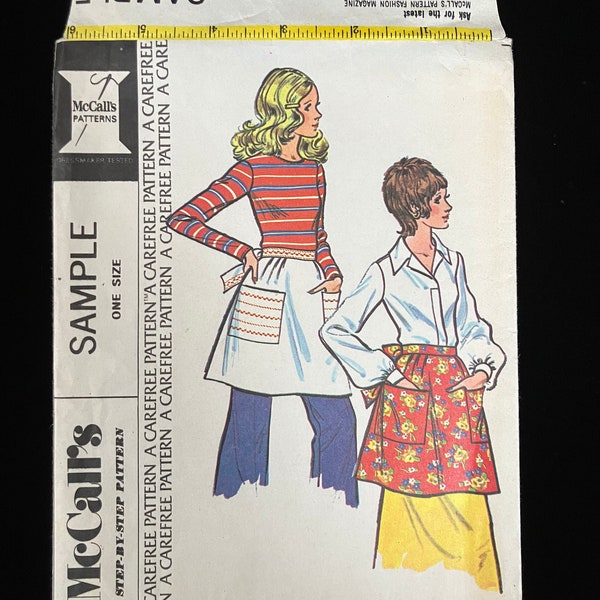 1973 McCall's Apron, Vintage Sewing Pattern, One Size Fits All, Fabric Pattern, Kitchen Garment, Craft Supply, Tissue