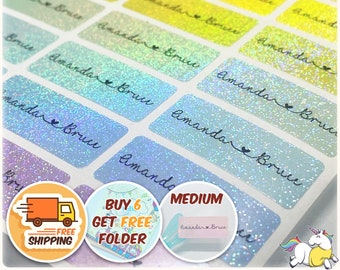 Glitter Waterproof Name Stickers Daycare Labels Personalized Name Labels Custom Label