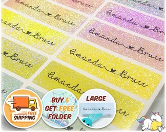 Glitter Waterproof Name Stickers, Daycare Labels, Personalized Name, Labels Custom Label
