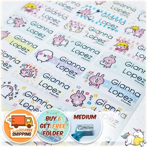 Cute Bunny Waterproof Nametag Name Stickers Student Summer Camp Daycare Labels Personalized Name Labels Custom Label