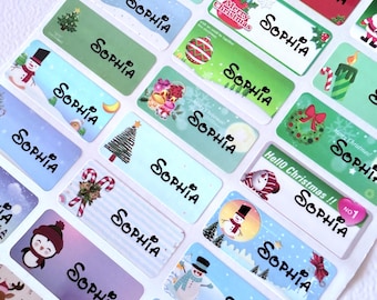 Pegatinas personalizadas de Feliz Navidad / Etiquetas de regalo "De" a "Para" / Etiquetas navideñas personalizadas / Pegatinas con nombre