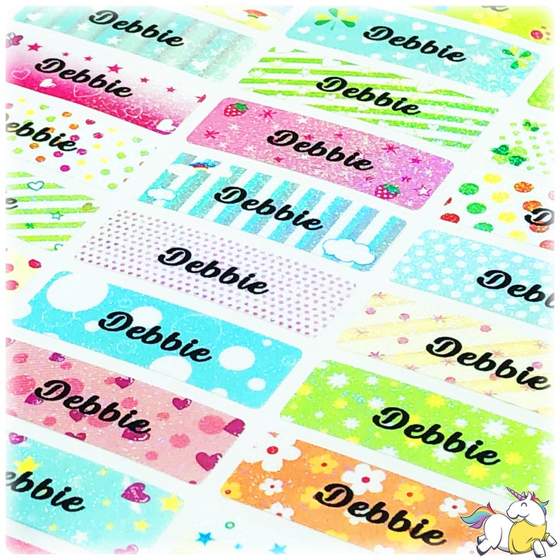 Glitter Waterproof Name Stickers Daycare Labels Personalized Etsy