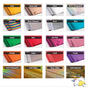 May include: A collection of 20 different colored and textured craft paper rolls. The colors include gold, rose gold, silver, silver holographic, rainbow, silver diamond, snow, blue, green, red, hot pink, light pink, orange, metal, coral, purple, gold holographic, gold glitter, silver glitter, and gold diamond.