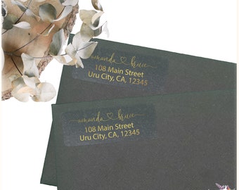 30 Return Address Label, Clear Address Labels, Return Gifts, Custom Stickers, Personalized Labels, Gold Foil Stickers, Address Stickers