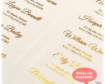 30 Clear Guest Address Labels, Wedding Guest Address Labels, Address Labels, Address Labels, Custom Stickers, Personalized Labels, Gold Foil