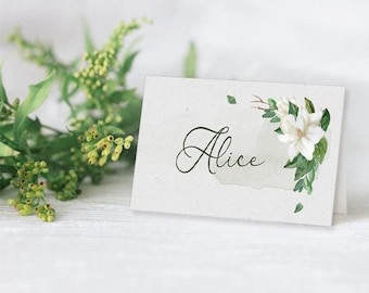 Tarjeta de lugar de mesa de boda con lámina real de 8,9 x 5 cm (plegada), ideal para bodas, cenas y banquetes.