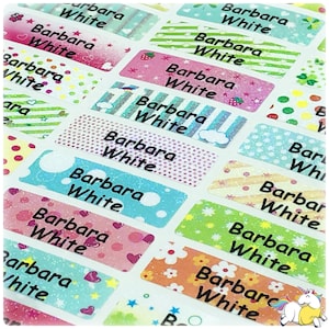 Personalized School Stickers and Labels - Glitter Waterproof Name Stickers for Daycare, Back to School, Custom Name Labels