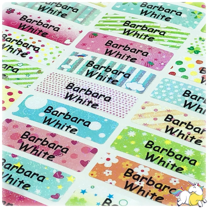 Glitter Waterproof Name Stickers Daycare Labels Personalized Etsy