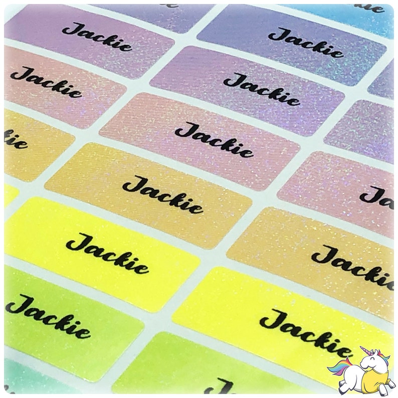 Glitter Waterproof Name Stickers Daycare Labels Personalized Etsy