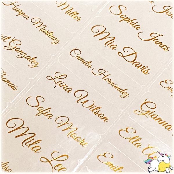 30 (2.625X1") Clear Wedding Name Sticker, Place Card Name Sticker, RSVP Name sticker