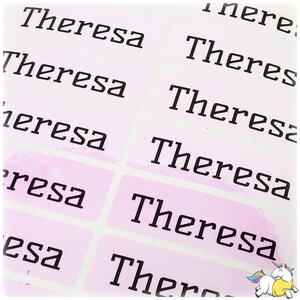 Pink Holographic Waterproof Name Stickers Daycare Labels Personalized Name Labels Custom Label