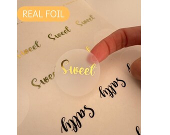 Pegatinas de papel de aluminio auténtico con sabor a dulce y salado, regalo de boda, pegatinas de boda, bolsa de bienvenida de hotel, pegatinas de regalo, pegatinas para bolsa de regalo, pegatinas de palomitas de maíz