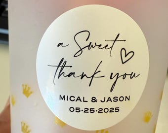 Pegatinas de agradecimiento con papel dorado, pegatinas para bodas, pegatinas para regalos de boda, etiquetas personalizadas para regalos de fiesta, pegatinas para despedidas de soltera, etiquetas para dulces.