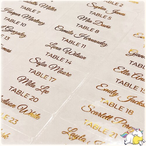 Clear Wedding Table Place Card Sticker With Table Number Etsy